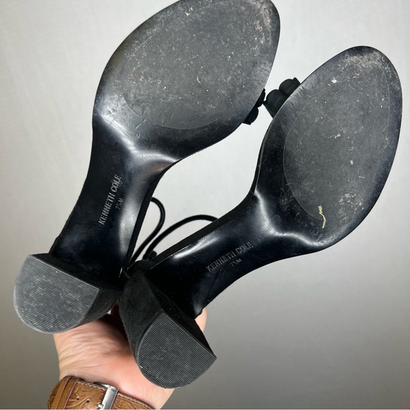 Kenneth Cole New York | 7.5 Black Block Heel Mules Suede Simple Modern - Picture 6 of 7